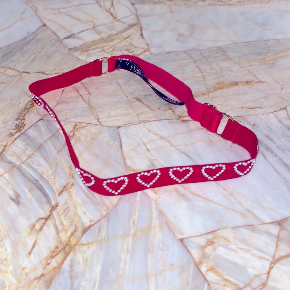 Gorgeous Red Silver Bling Crystal Embellished VS Garter Solid‎ Red One Size